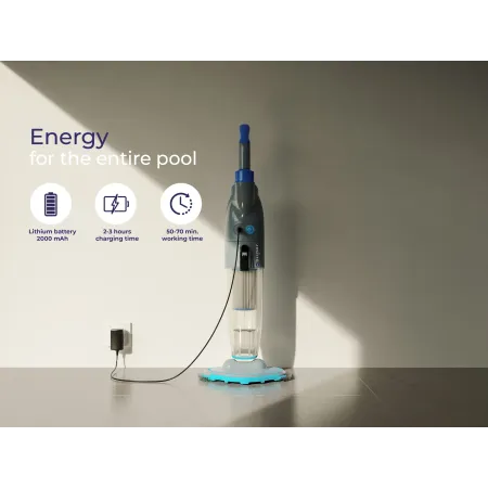 Robot a batería recargable para piscinas elevadas y enterradas