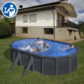 Repuestos Piscinas Ovaladas Imitación Grafito con Postes de 132 cm