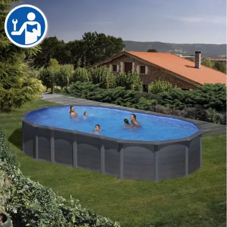 Repuestos Piscinas Ovaladas Imitación Grafito con Sistema Omegas de 132 cm