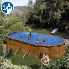 Repuestos Piscinas Ovaladas Imitación Madera con Postes de 132 cm
