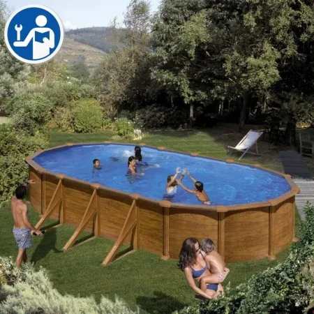Repuestos Piscinas Ovaladas Imitación Madera con Postes de 132 cm