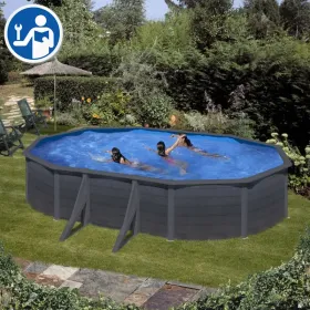 Repuestos Piscinas Ovaladas Imitación Grafito con Postes de 120 cm