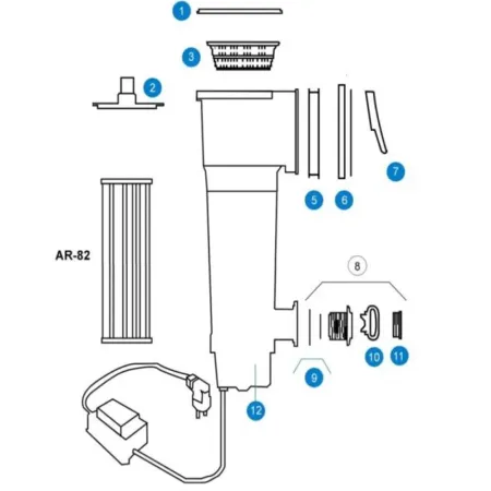 Despiece del Filtro de Cartucho Skimmer 3.8 m3/h Gre AR125