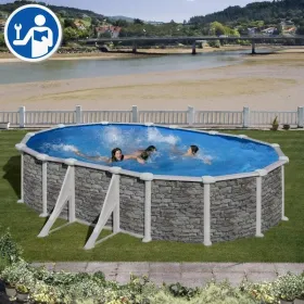 Repuestos Piscinas Ovaladas Imitación Piedra con Postes de 132 cm