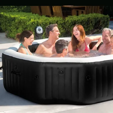 Purespa Octogonal Deluxe Burbujas y Jets Negro Intex 28456
