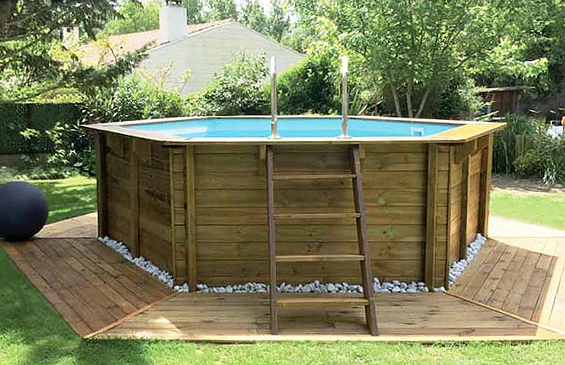 piscina de madera hexagonal gre